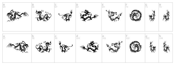 HFF Chinese Dragon font map